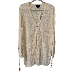 Belldini Boho Style Cream Cardigan 1X NWT